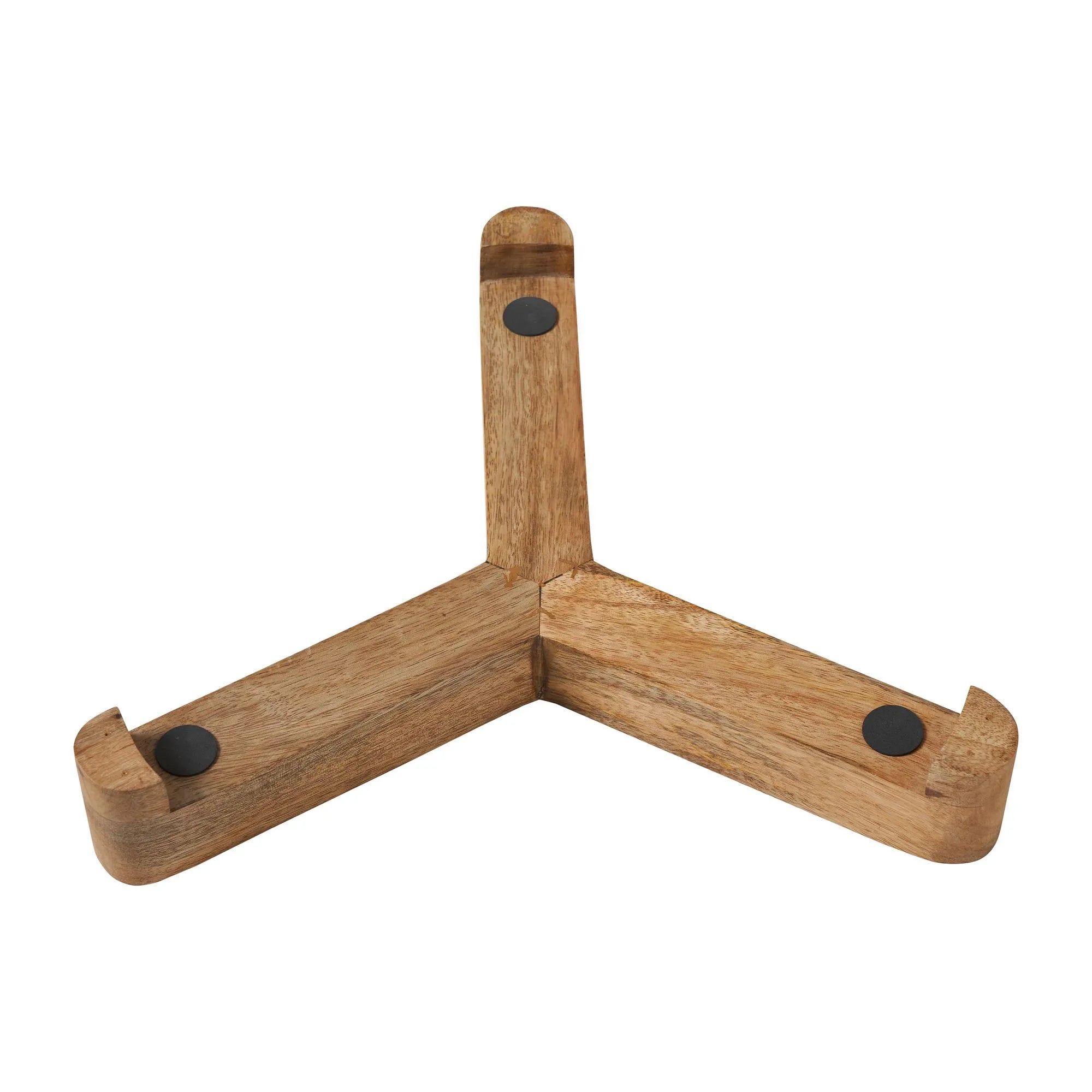 Bottom view of Siona Marble Tray wooden base with three angled supports and non-slip pads