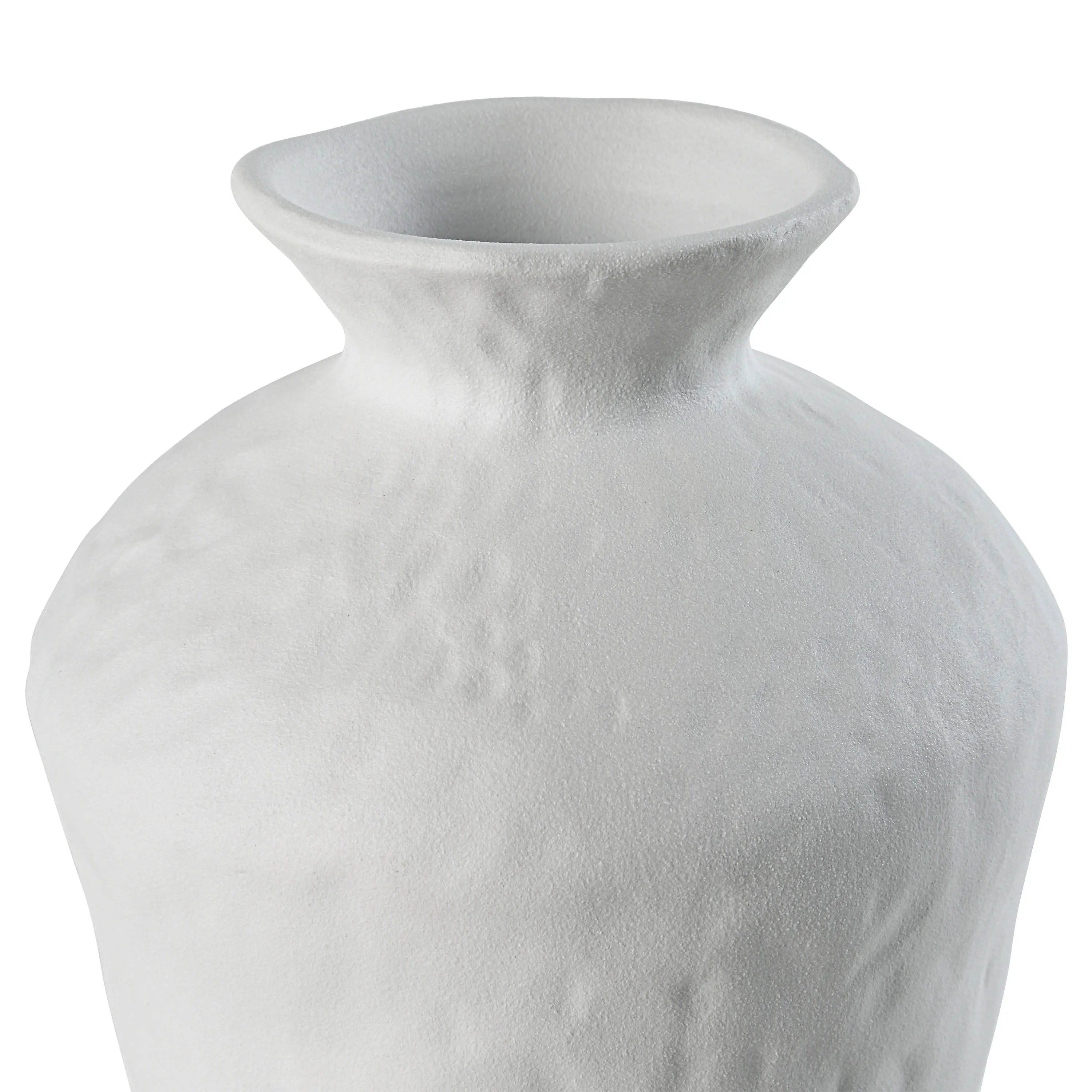 Close-up of Solene Ceramic Vase showing matte white finish and handcrafted textured surface