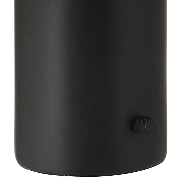 Close up detail of the Umbra lamp base showing the integrated rotary dimmer switch for adjustable lighting control.