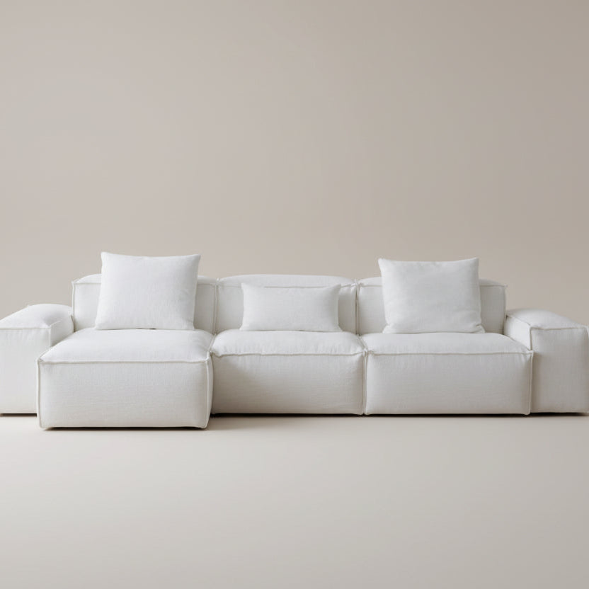Whisper Breathable Cotton Sofa 3 seater in white cotton muslin fabric on plain white background