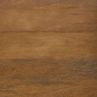 Top-down close up of the Daro console table showing the rich natural wood grain pattern and smooth surface texture.