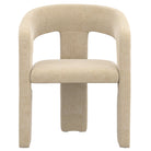 Front view of the Archway Dining Chair featuring a curved upholstered backrest and cushioned seat in a textured beige fabric