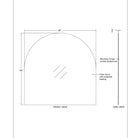 Arco Wall Mirror dimension diagram showing 40-inch arched front view and side profile with mounting details