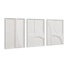 Arcus Relief Wall Art Set with three sculpted white panels shown in a clean studio arrangement