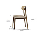 ash classic dinning chair with measurements labeled.