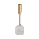 Short Aurelia Candle Holder with white marble base and brass stem