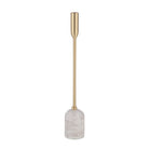 Tall Aurelia Candle Holder with white marble base and sleek brass stem