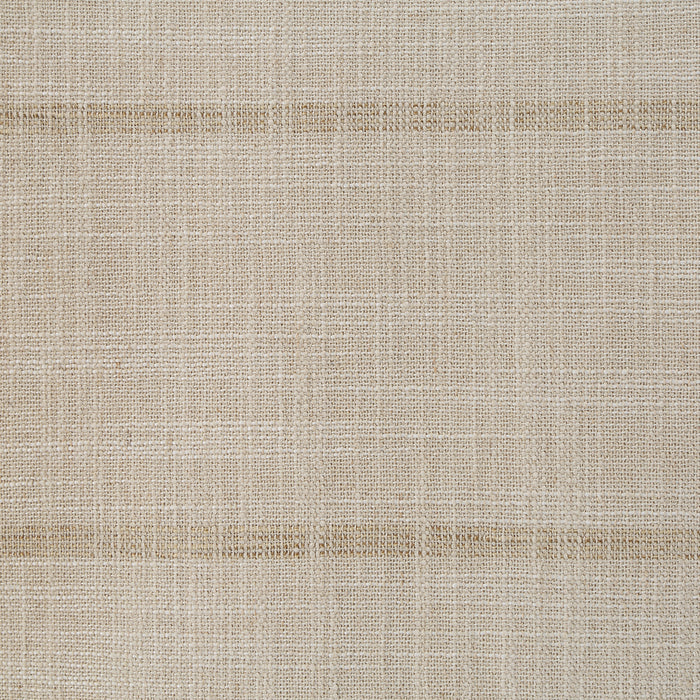 Macro close-up of the light beige woven crosshatch fabric and woven horizontal stripe detail on the Beckett throw pillow.