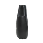 Rear view of Caldera Vase in matte black finish showcasing its sculptural modern silhouette