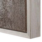 Close-up view of the frame edge on Calma Horizon abstract wall art, highlighting textured surface and clean corner detail