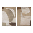 Calma Horizon abstract wall art set of two framed neutral-tone prints displayed side by side on a clean white background