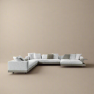 Cityscape Modular Sofa in light grey linen fabric set against a warm beige studio background