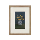 Full front view of the Clementine floral wall art featuring a moody still life flower painting in a natural wood frame.