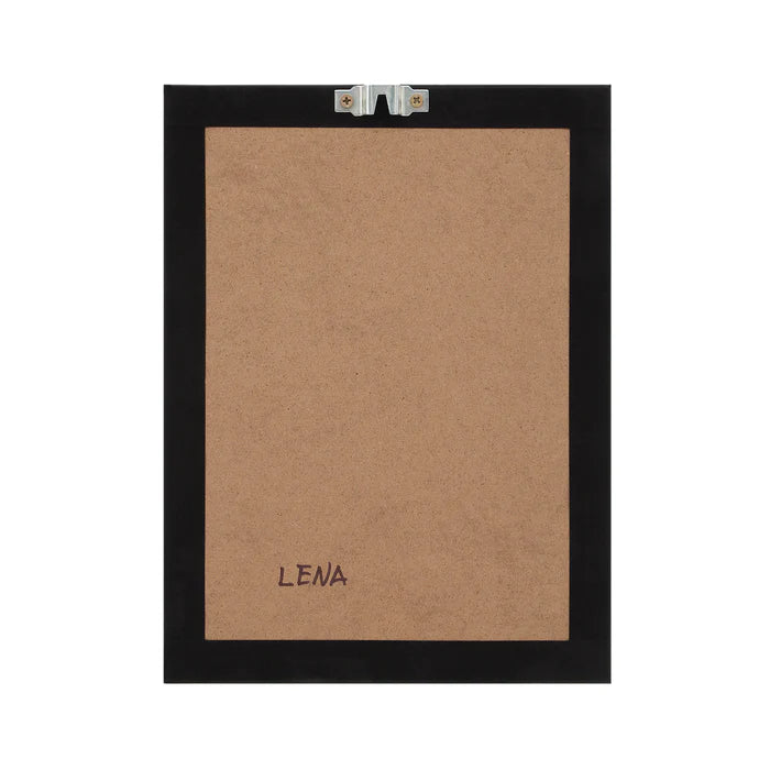 Back view of the Daphne framed botanical wall art showing a flat wooden backing and secure sawtooth mounting hardware.