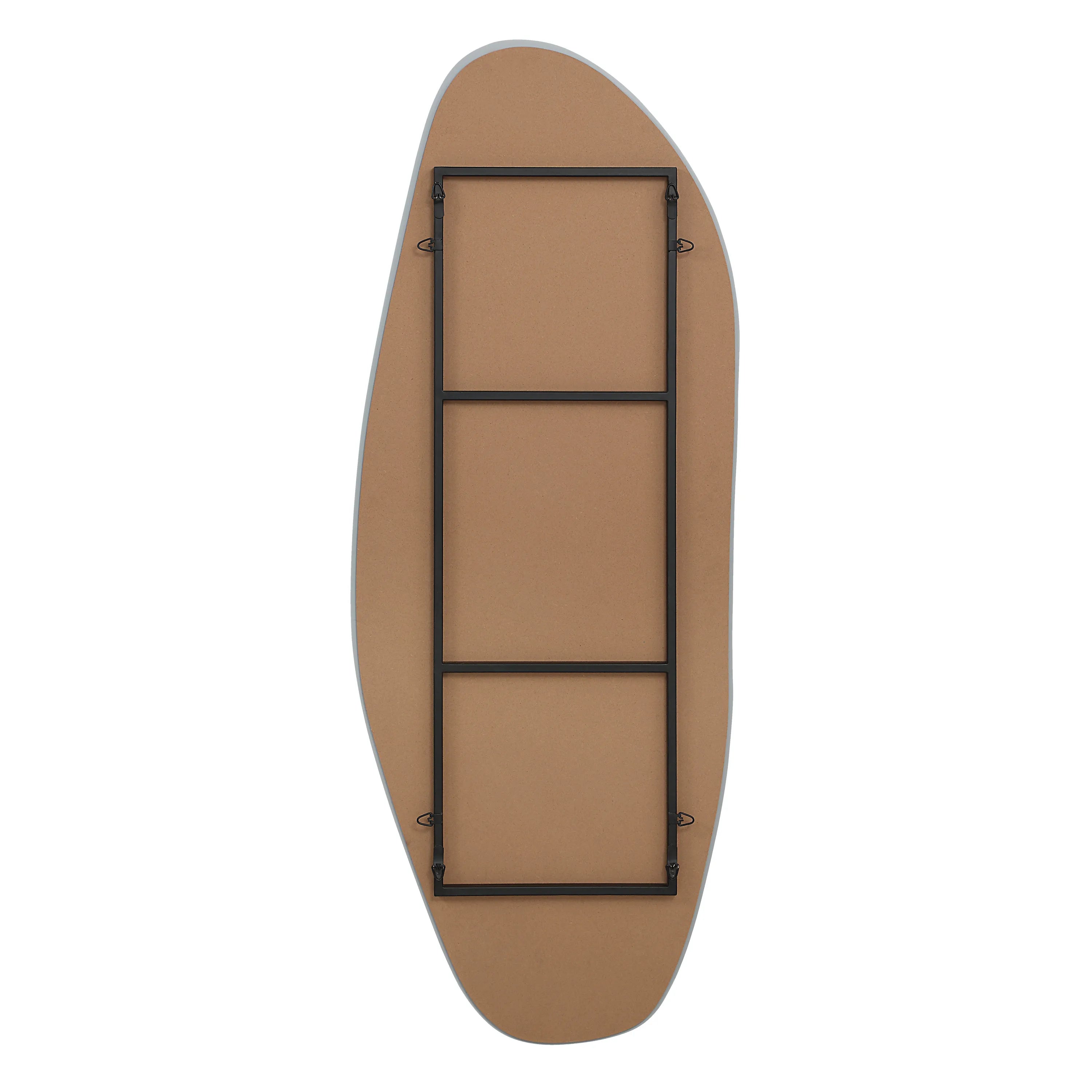 Back view of the Drift Full Length Mirror showing the mounting frame and hardware.