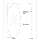 Technical drawing of the Drift Full Length Mirror showing dimensions, front view, side view, and mounting details.