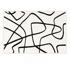Eclipse Black and White Abstract Rug featuring bold black line patterns on an ivory background