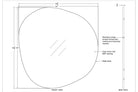 Technical drawing of Eclipse Wall Mirror showing irregular shape, dimensions, side profile, and mounting details