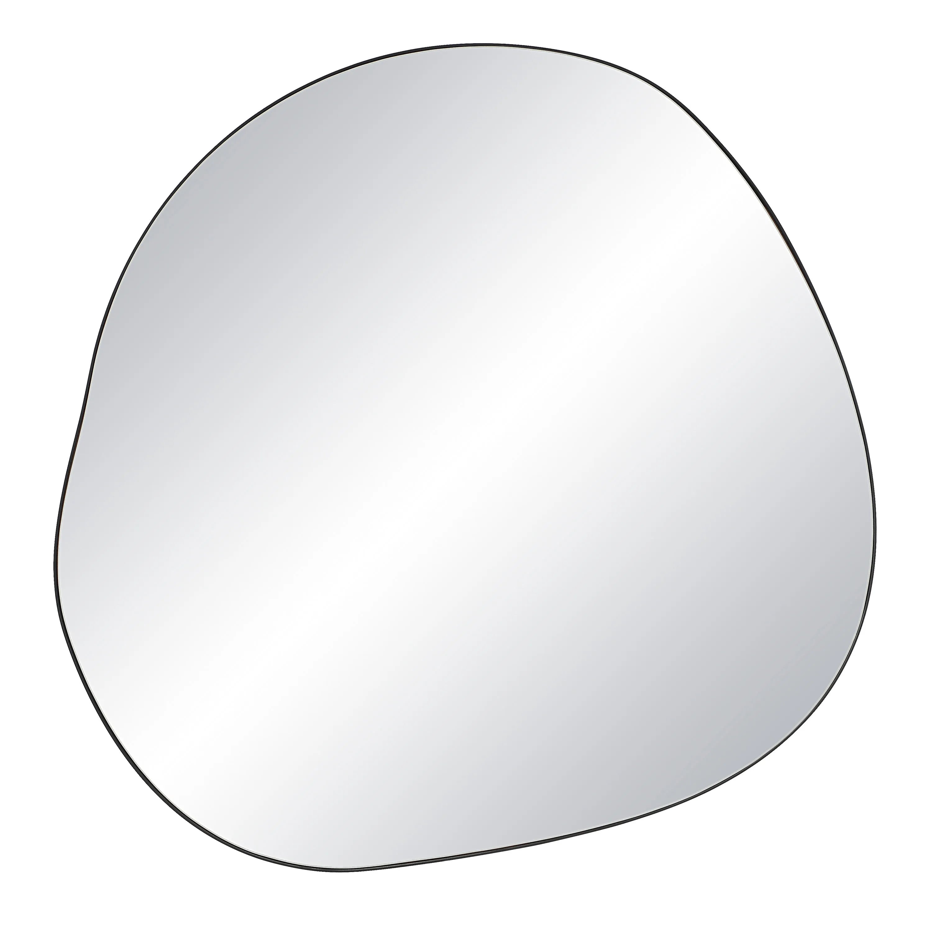 Eclipse Wall Mirror with organic irregular round shape and slim black frame