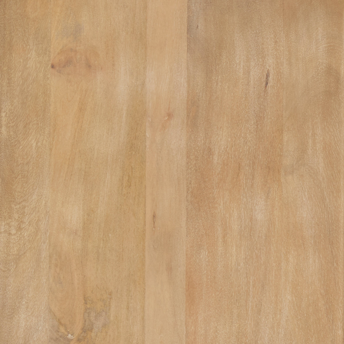 Close-up of the natural light blonde finish and beautiful wood grain on the Eleanor mango wood sideboard.