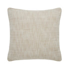 Full front view of the square Eloise woven throw pillow featuring a light beige textured fabric and piped edges.