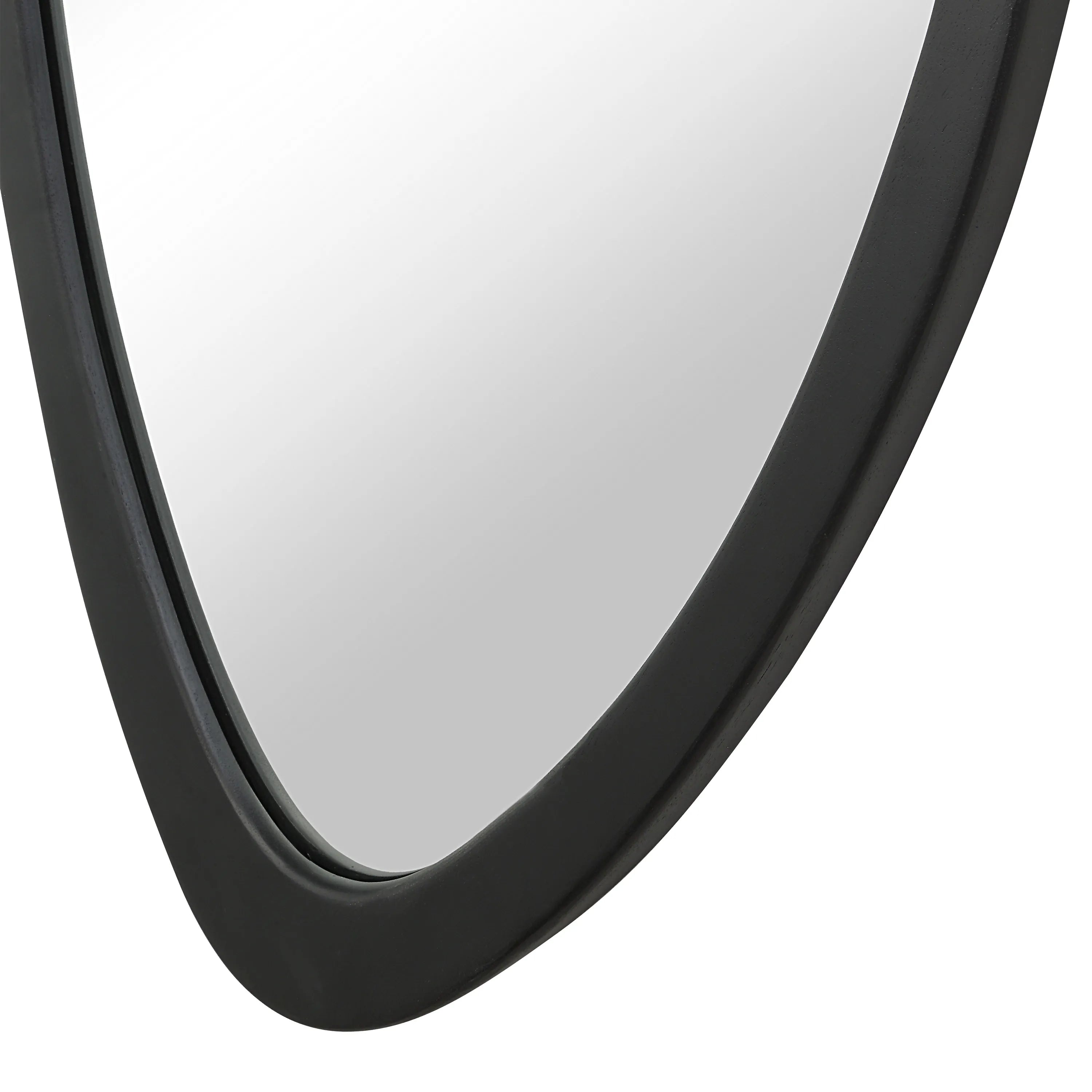 Close-up of the Isla Wall Mirror showing its asymmetrical black frame detail.
