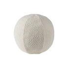 Ivory bouclé sphere pillow featuring a modern round ball shape and soft textured fabric.