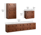 Jasper Modular Sideboard dimensions shown in multiple stackable configurations with height, width, and depth measurements.