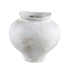 Keros Vase featuring organic round shape and rustic white ceramic finish with soft handcrafted texture
