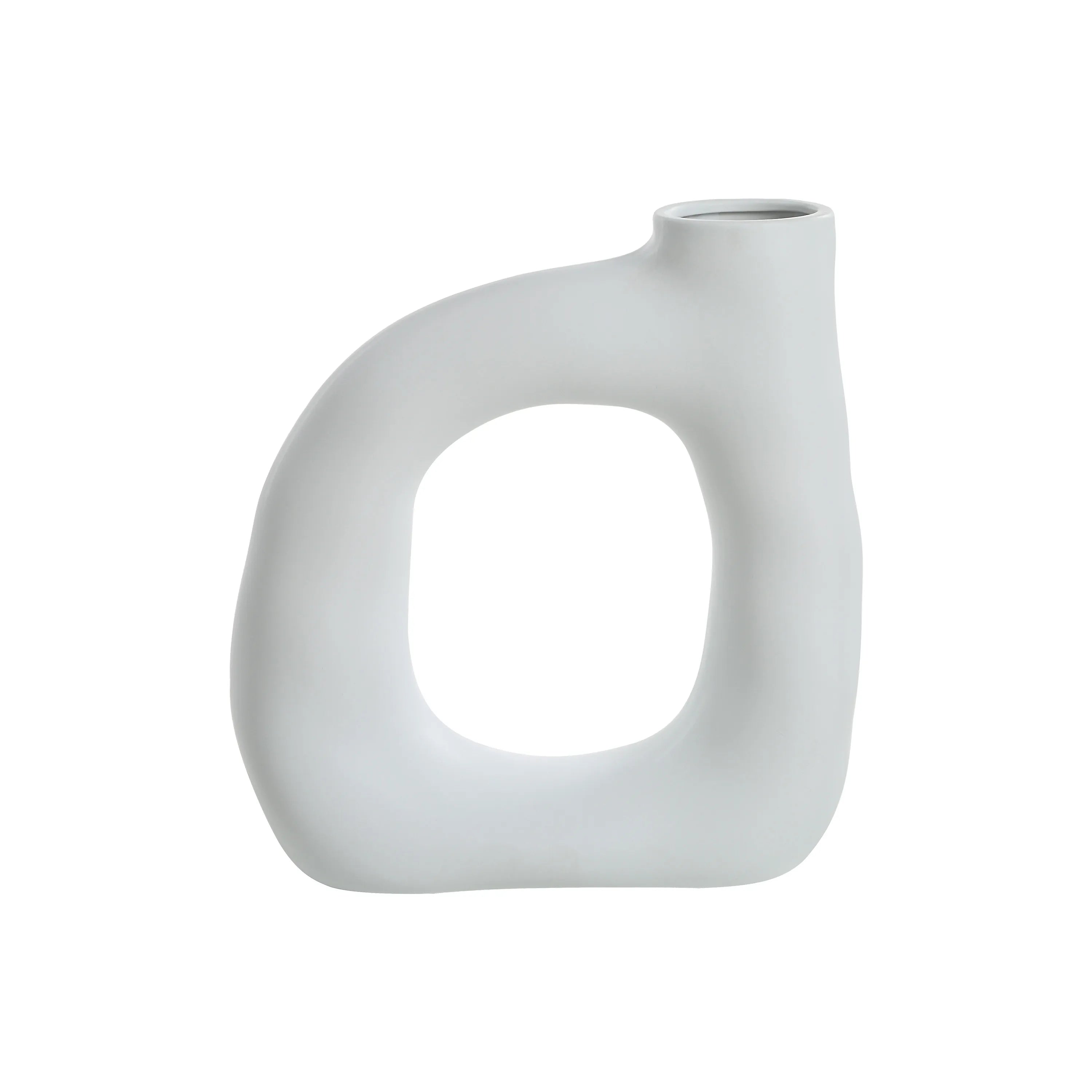Lunara Vase in matte white with sculptural hollow center and organic modern shape