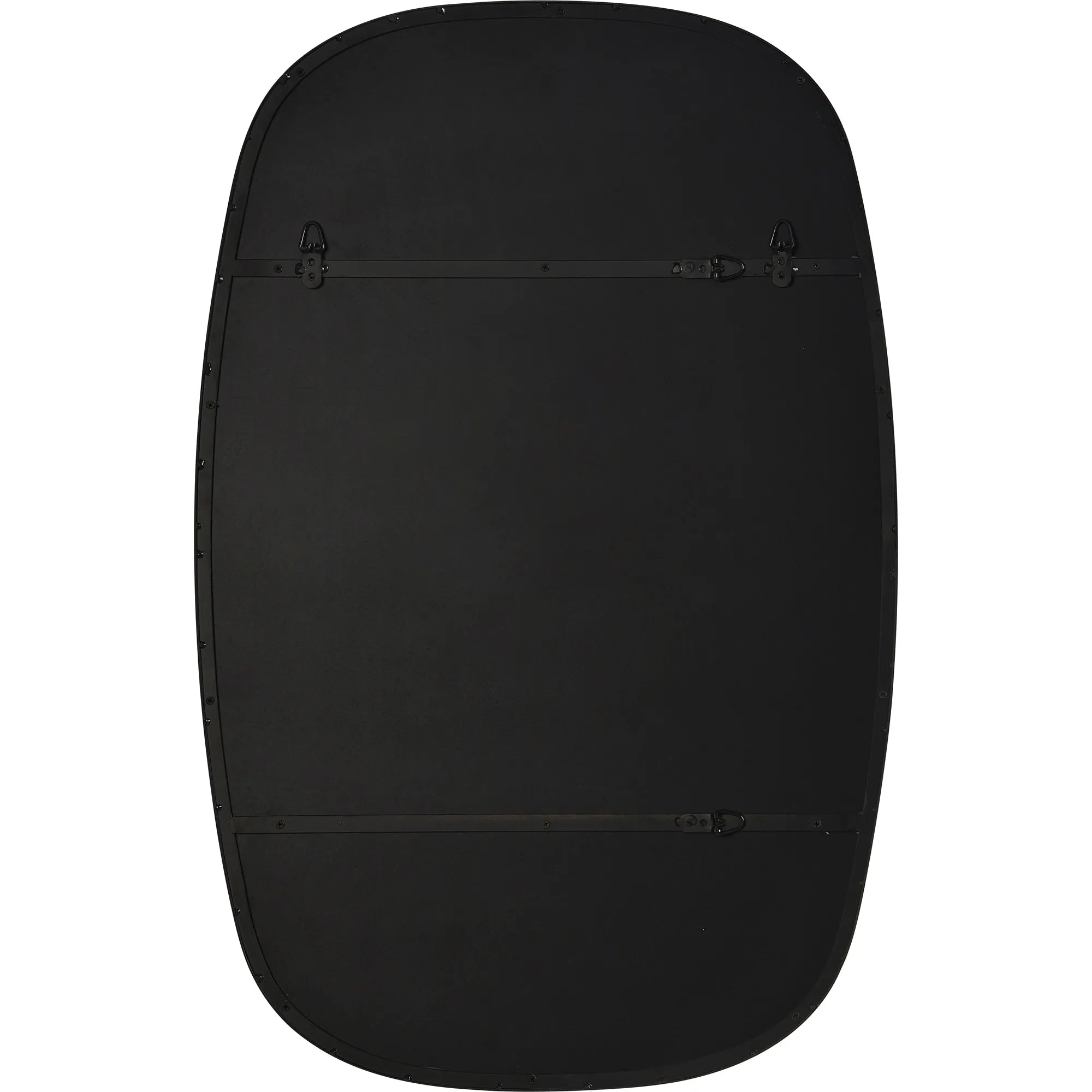 Back view of the Orion Wall Mirror showing the black backing and built-in mounting hardware