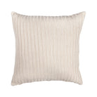 Full front view of the square Sadie throw pillow featuring a chunky cream vertical ribbed knit pattern.