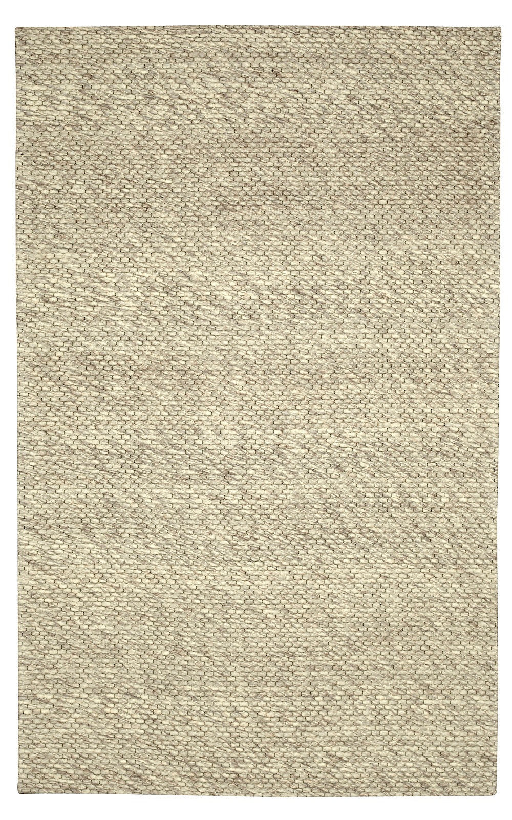 Full overhead view of the rectangular Silas hand-woven wool rug featuring a solid textured cream ivory surface.