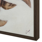 Corner detail of Silent Flight painting showing the artist signature K. Sizaya on the textured canvas.