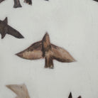 Close up detail of heavy impasto brushwork texture on the wings of the painted birds.