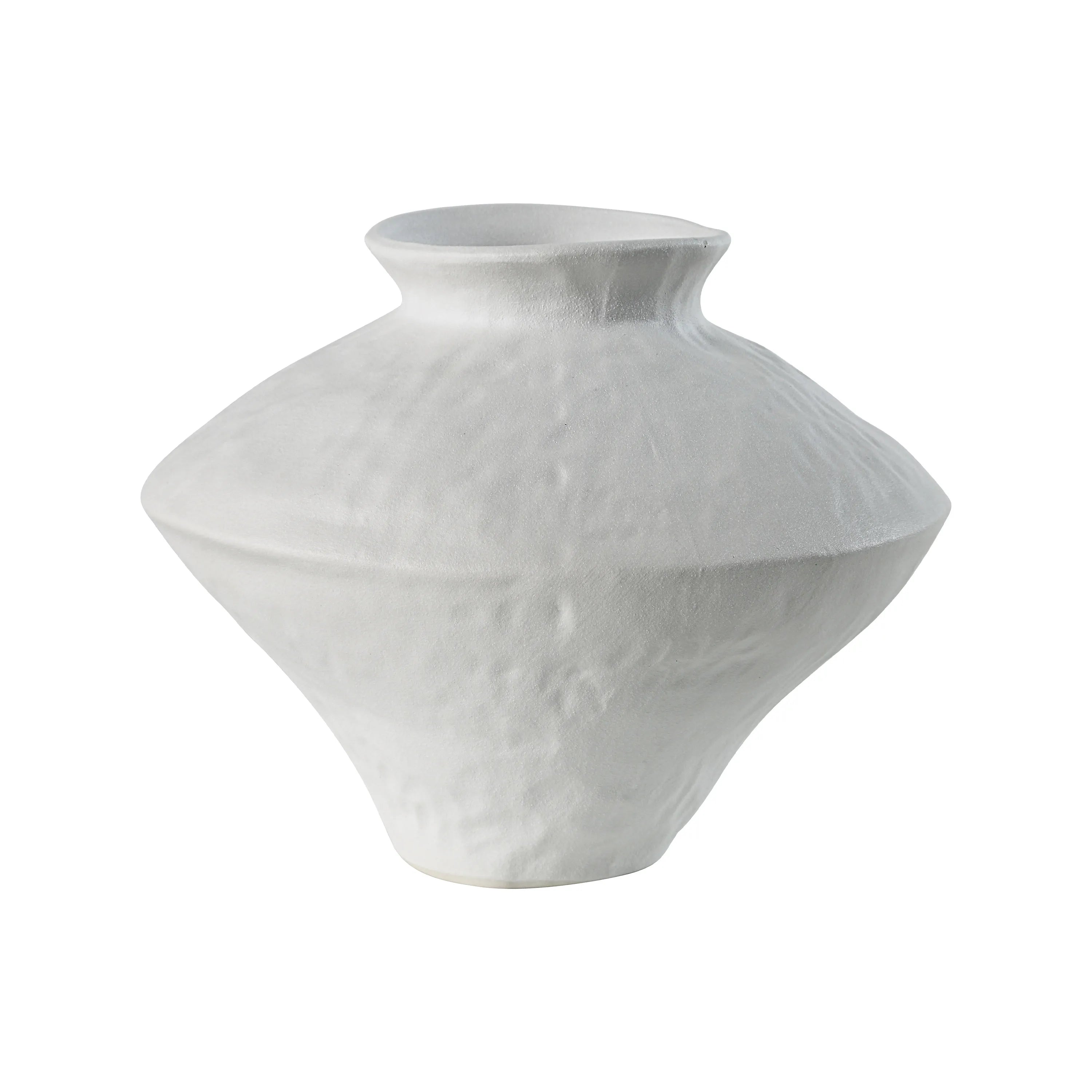 Solana Ceramic Vase with sculpted organic form and matte white textured finish