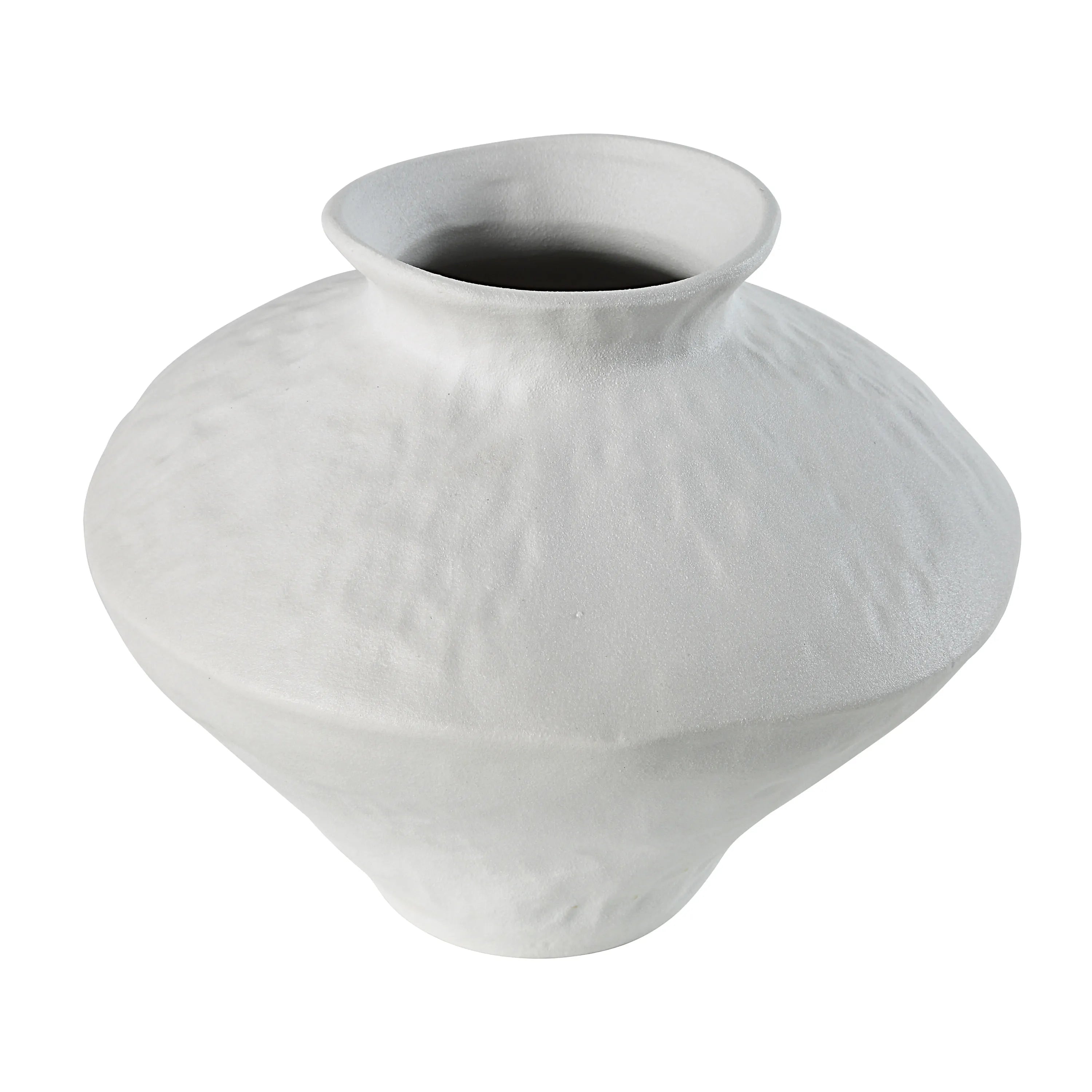 Top view of Solana Ceramic Vase showing its curved opening and smooth matte white finish