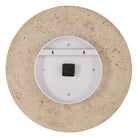Back view of Solea Travertine Wall Clock showing mounting hardware and battery compartment