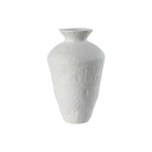 Solene Ceramic Vase with sculpted matte white finish and organic tall silhouette on studio background