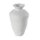 Solene Ceramic Vase in matte white finish with sculpted texture and organic tall shape on studio background