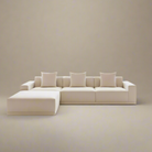 Solis Linen Modular Sofa in natural beige linen fabric with left chaise, modern minimalist design against neutral background
