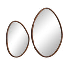 Solstice Wall Mirror Set showing two organic-shaped mirrors with walnut frames