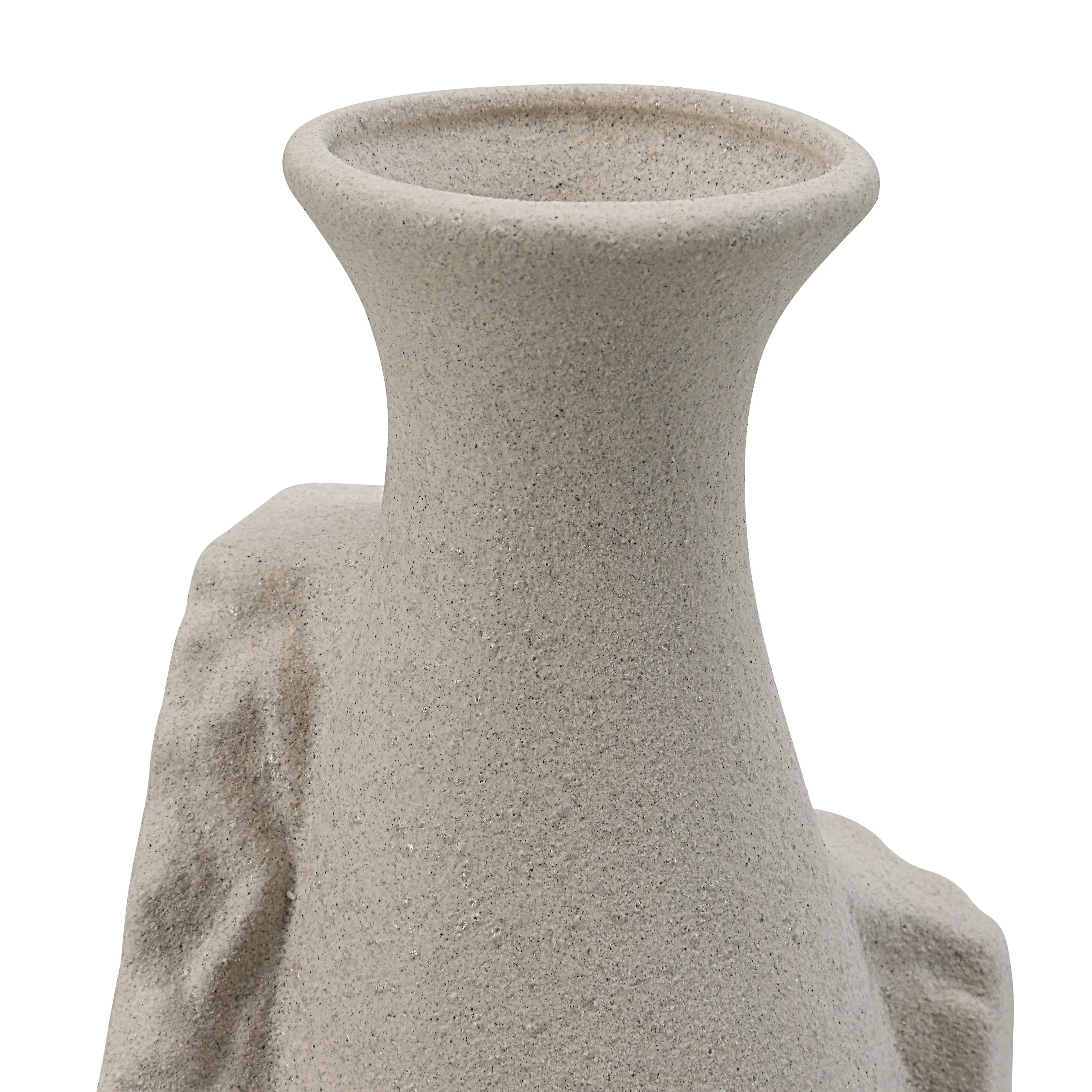 Close-up of Terra Ridge Ceramic Vase showing textured matte finish and sculpted ridge detail