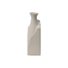 Terra Ridge Ceramic Vase with sculpted ridge texture and matte beige finish