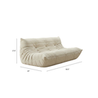 Beige sofa with dimensions indicated on a white background