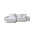 Whisper Breathable Cotton Sofa 2 seater with chaise in white cotton muslin fabric on white background