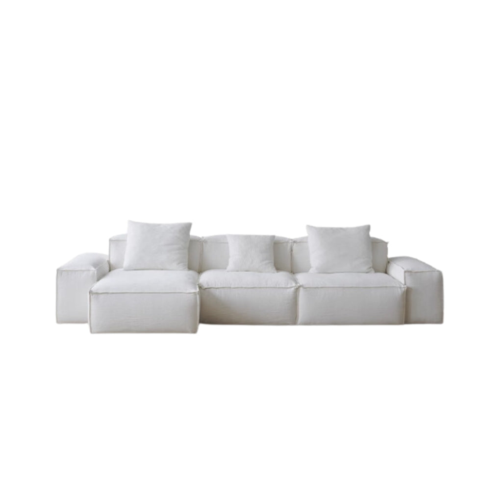 Whisper Breathable Cotton Sofa 3 seater in white cotton muslin fabric on plain white background